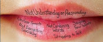 Communication Issues Written on a Pair of Lips, Not Understanding or Responding, Unclear Speech, Not Interacting Socially, Not Combining Words, Struggling to Talk, Saying Too Few Words